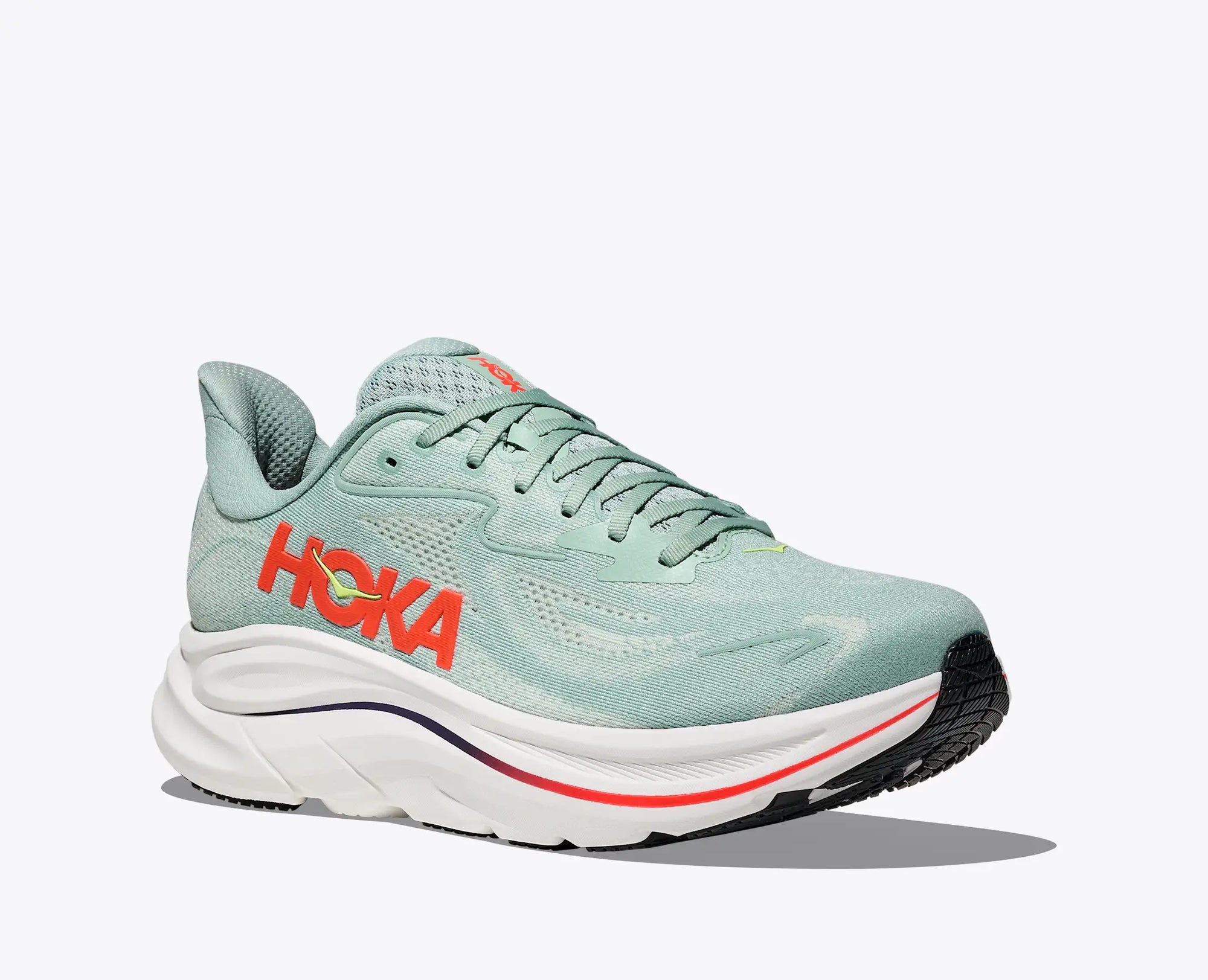 Hoka Clifton 10 - Sage / Neon Flame