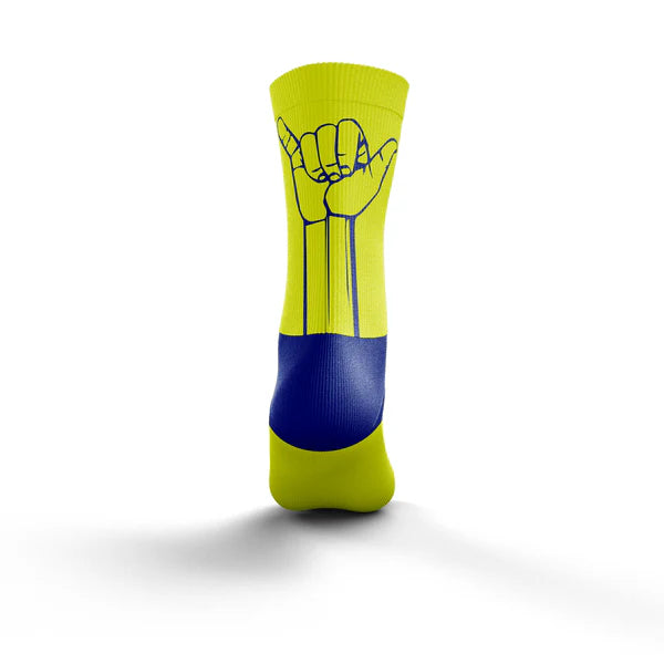 OTSO Multisport Socks Medium Cut - Flooow Fluo Yellow & Electric Blue