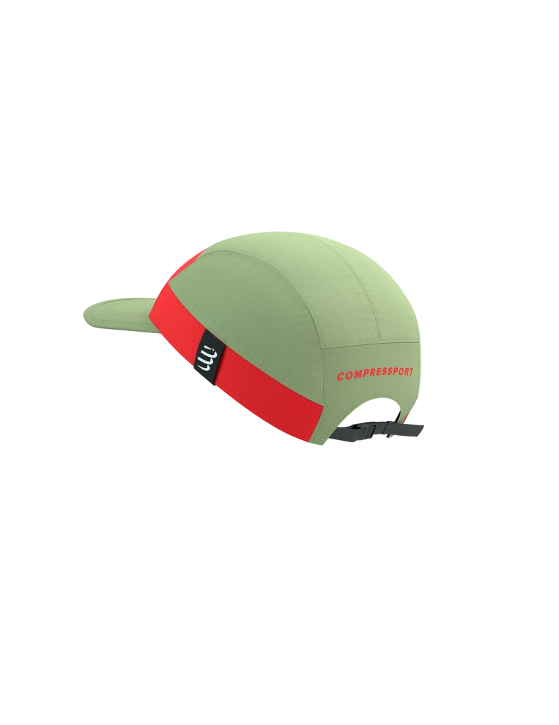 Compressport 5 Panel Cap - Nile /Fluo Red