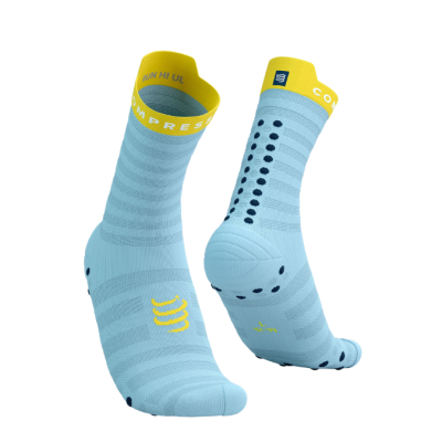 Compressport Pro Racing Socks V4.0 Ultralight Run - Cashmere/Blue Maze
