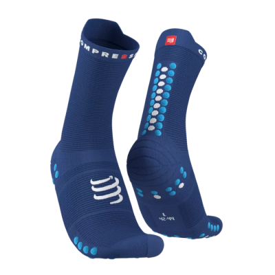 Compressport Pro Racing Socks V4.0 Run High - Sodalite/Fluo Blue