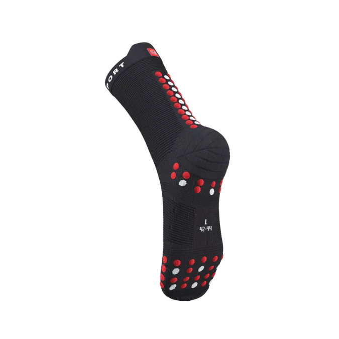 Calcetines Compressport Pro Racing V4.0 Run High - Negro/Rojo