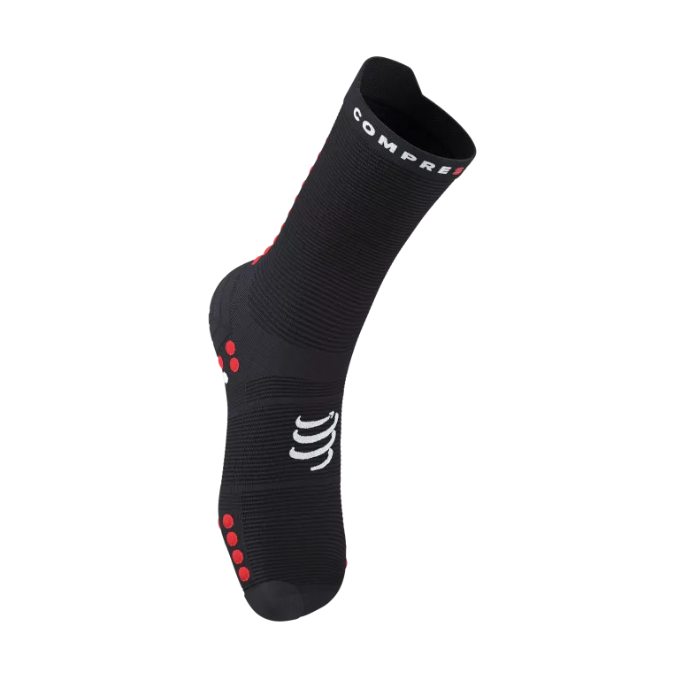 Calcetines Compressport Pro Racing V4.0 Run High - Negro/Rojo
