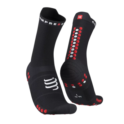 Calcetines Compressport Pro Racing V4.0 Run High - Negro/Rojo