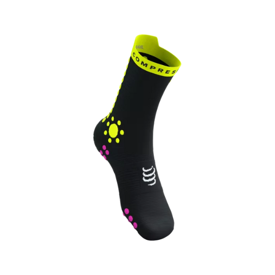 Compressport Pro Racing Socks V4.0 Trail  - Black/Safe Yellow/Neo Pink