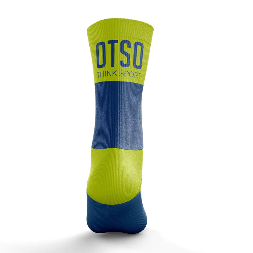 OTSO Multisport Socks Medium Cut - Electric Blue & Fluo Yellow