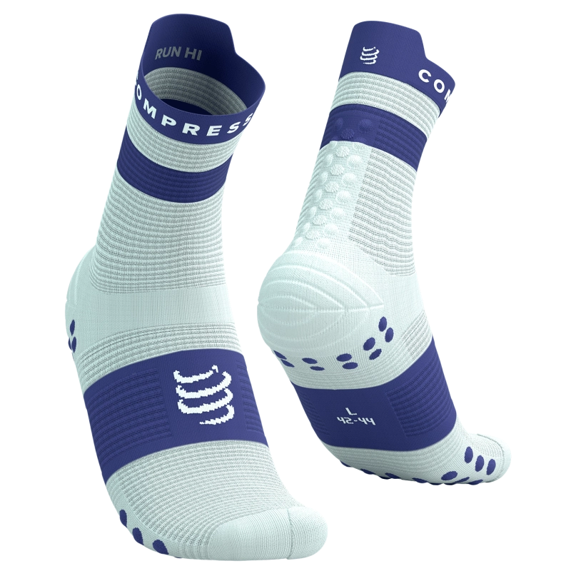 Compressport Pro Racing Socks V4.0 Run High - Star White / Orient Blue