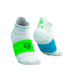 Compressport Pro Racing V4.0 Run Low - White / Norse Blue / Neon