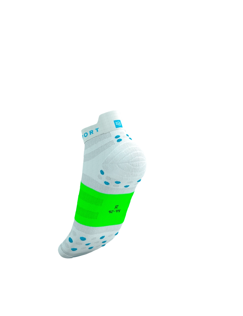 Compressport Pro Racing V4.0 Run Low - White / Norse Blue / Neon