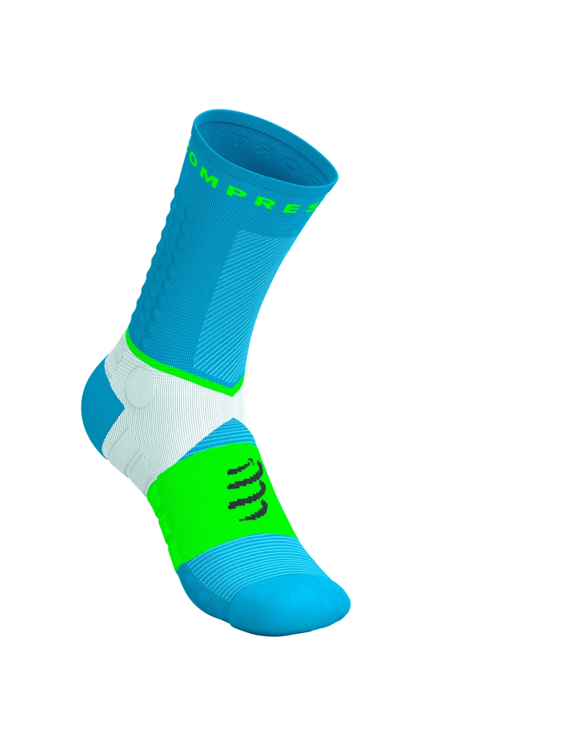 Compressport Ultra Trail Low Socks -  Norse Blue / Neon Green
