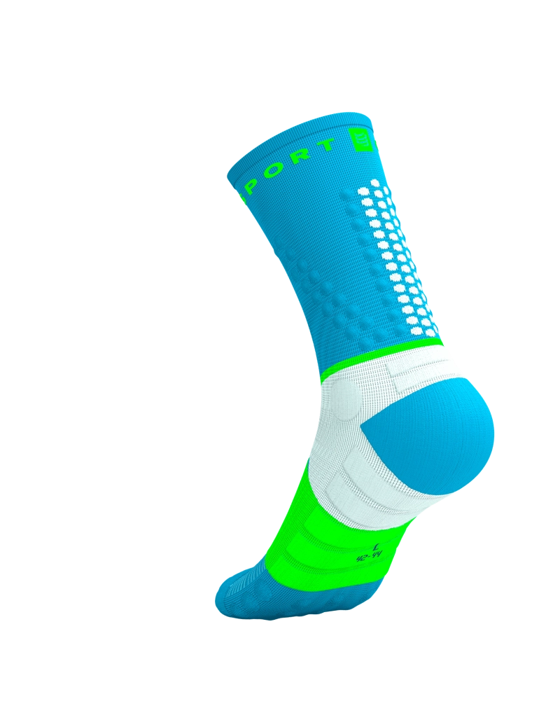 Compressport Ultra Trail Low Socks -  Norse Blue / Neon Green