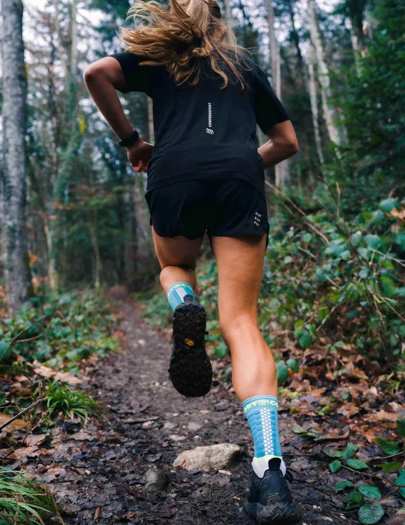 Compressport Ultra Trail Low Socks -  Norse Blue / Neon Green